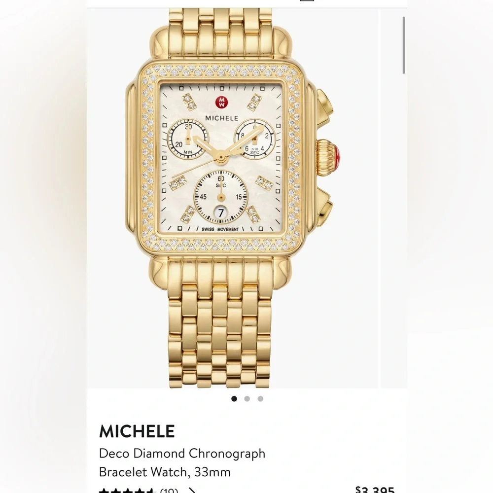 Michele Deco 18k Gold Diamond Watch